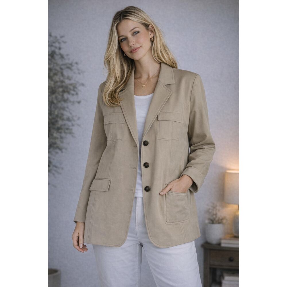 Fusion by Walter Baker Jacket Blazer Womens Plus 2X Khaki Office Formal